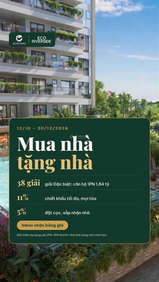 Mua nhà có cơ hội được bốc thăm trúng căn hộ, chiết khấu lên tới 11% ở trung tầng ecoriverside