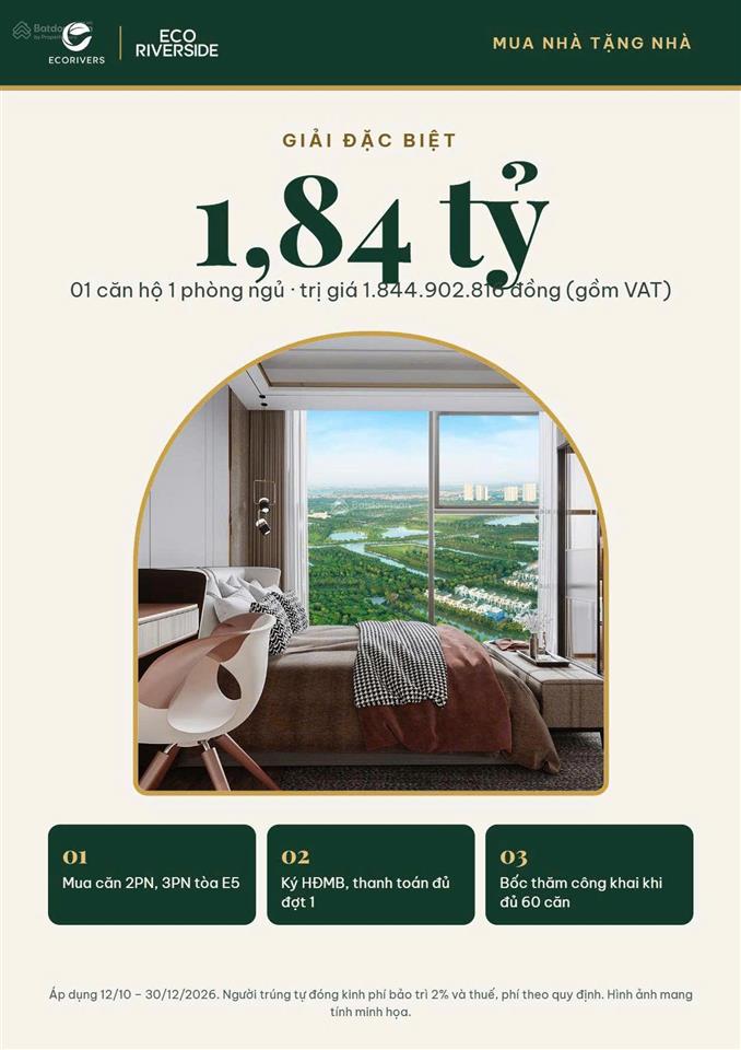 Mua nhà có cơ hội được bốc thăm trúng căn hộ, chiết khấu lên tới 11% ở trung tầng ecoriverside