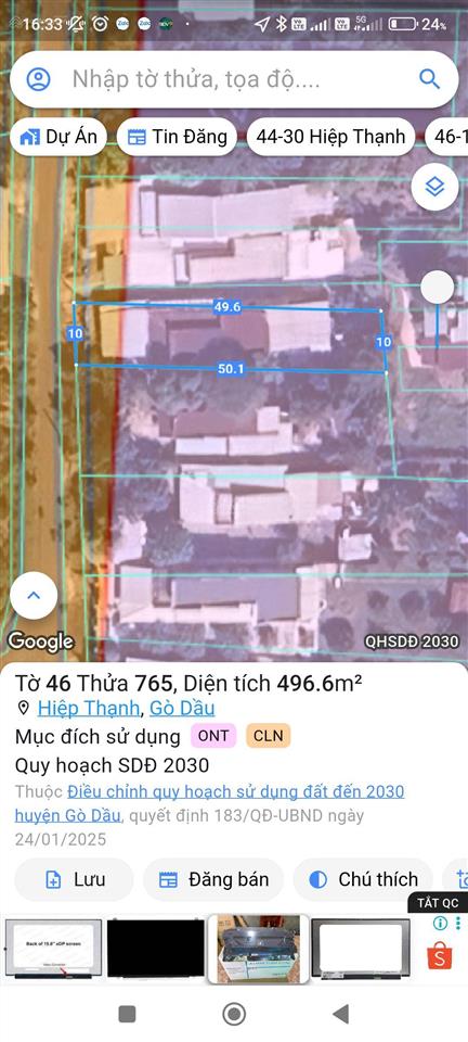 Đất có sẵn nhà 10 x 48m. hiệp thạnh gò dầu tây ninh