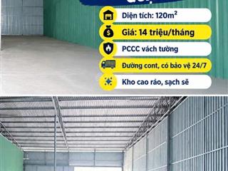 Cho thuê kho nguyễn văn quỳ, quận 7  120m  14tr/tháng  đường container  bảo vệ 24/7