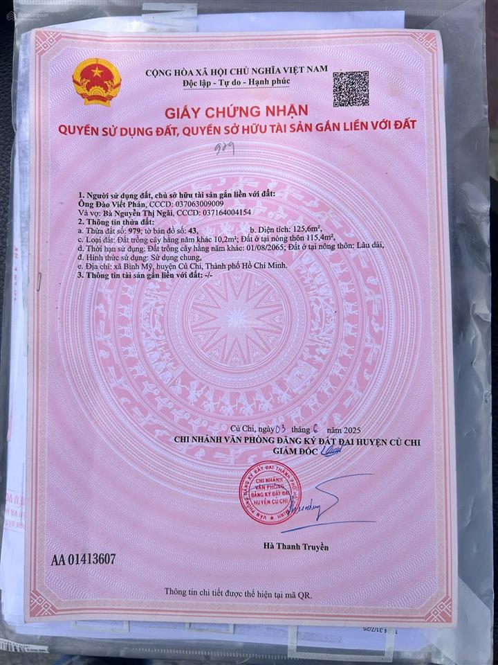 Lô đất 125m2 thổ cư 115m2 giá 2.35 tỷ