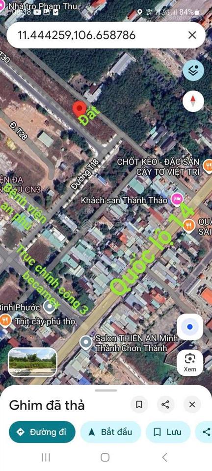 Đất mặt tiền đường t30, minh thành, chơn thành, bình phước