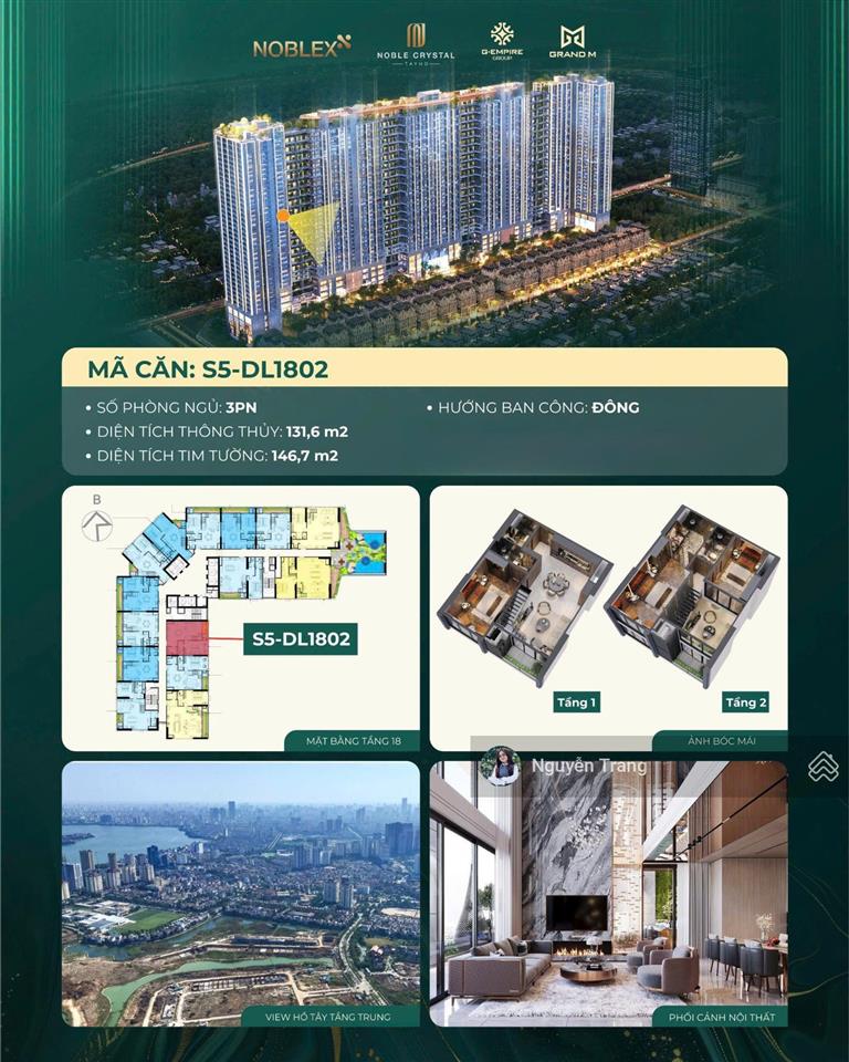 Căn hộ duplex giá nội bộ ưu đãi noble tây hồ tầng siêu vip.  nhận thông tin ngay 0904 859 ***