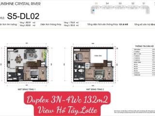Bán căn hộ duplex đông nam 132m2 hàng ng đợt 1 noble tây hồ, tầng đẹp ưu đãi cao
