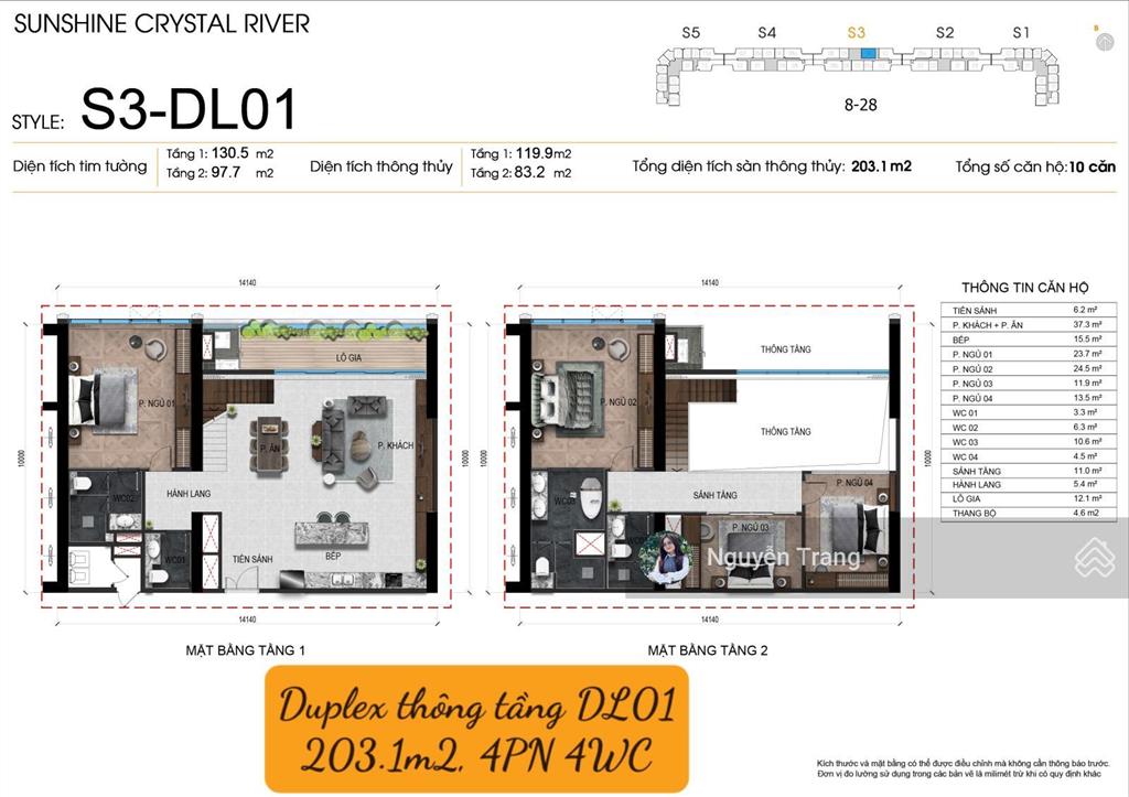 Duy nhất 1 căn duplex 4pn 227m2 view trọn sông hồng, cầu nhật tân giá đợt đầu noble tây hồ