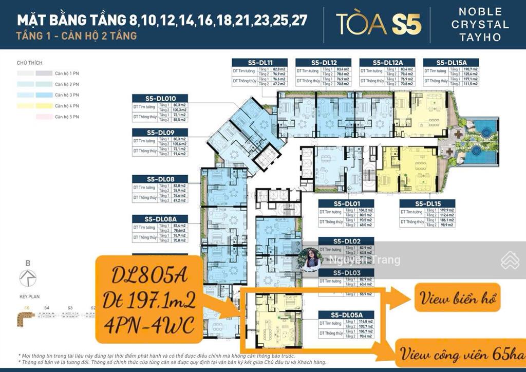 Suất quỹ ẩn căn góc dl 4pn noble tây hồ view biển hồ lagoon, ưu đãi miễn lãi 24t, ân hạn gốc 48t