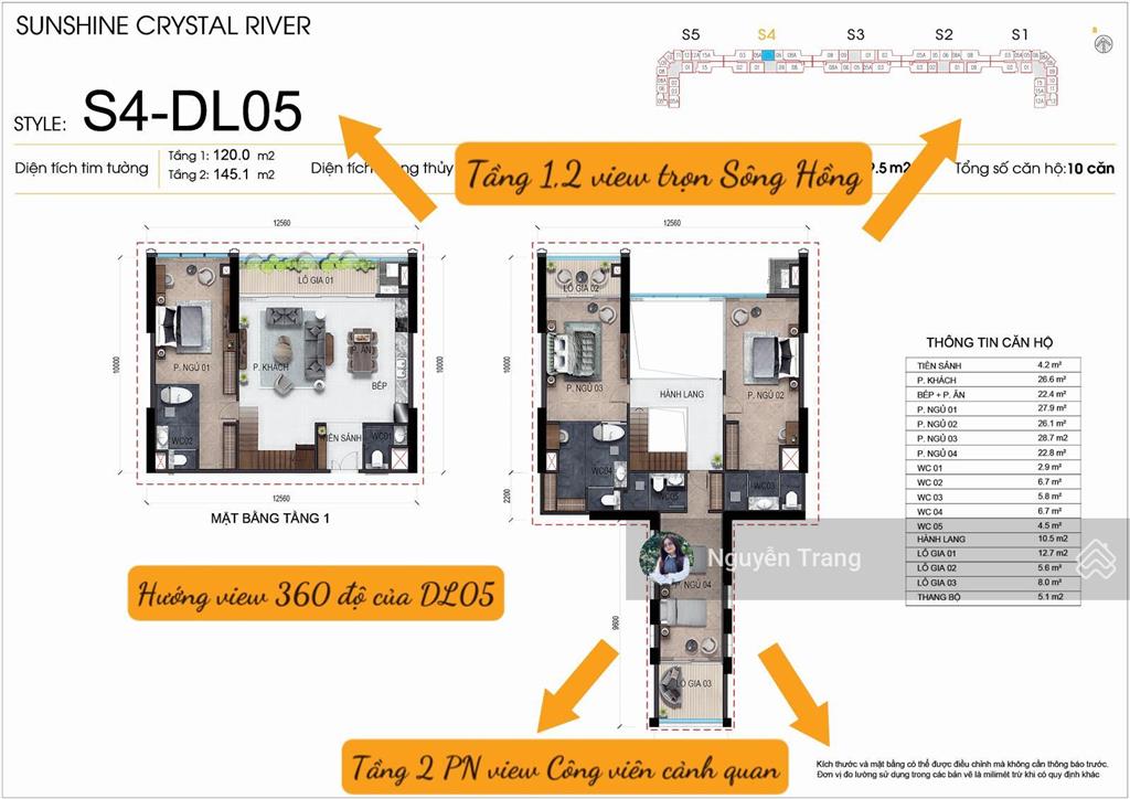 Bán 1 căn duplex 4pn 265,1m2 4pn 5wc view trọn sông hồng, công viên 65ha giá đợt đầu noble tây hồ