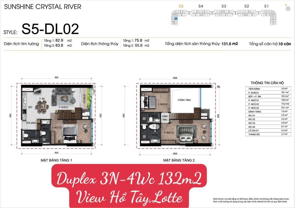 Bán duplex đông nam 132m2 hàng ng đợt 1 noble tây hồ, tầng đẹp ưu đãi cao