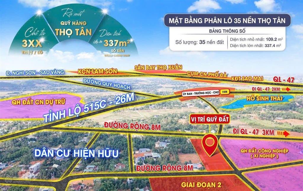 Bán đất nền sổ sẵn trung tâm xã thọ tân triệu sơn thanh hóa đường nhựa giá hơn 300 triệu