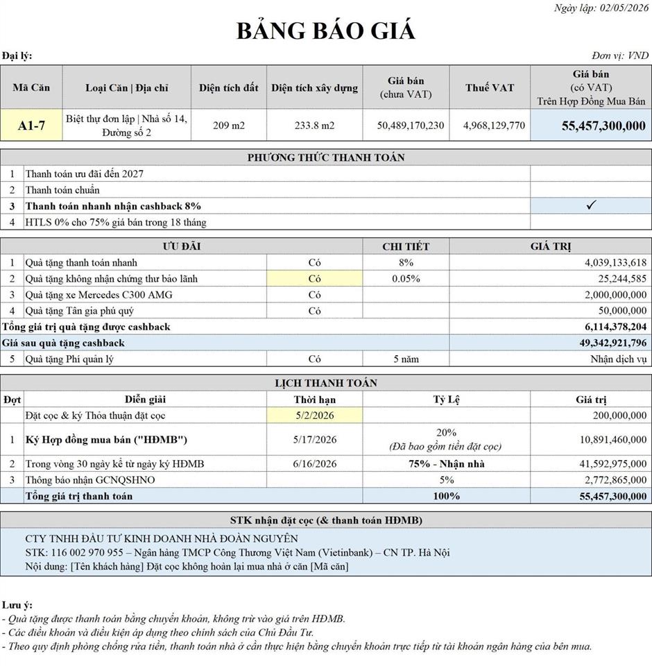 Gladia biệt thự đơn lập góc 2 mặt tiền thoáng. dt 209 m2, thiết kế 1 trệt 2 lầu. giá rẻ nhất tt
