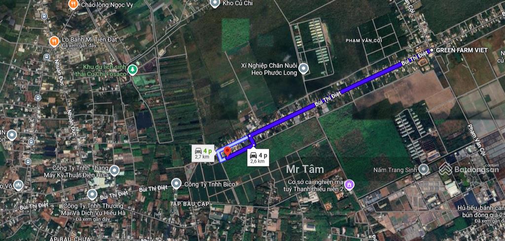 Bán đất mặt tiền đường 492, mặt tiền 24m, tổng 690m2 có 300m2 thổ, xã nhuận đức (mới)