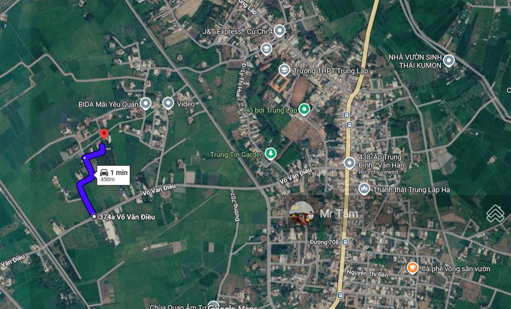 Bán lô đất 1 sẹc võ văn điều, diện tích 1.360m2, qh kdc, xã thái mỹ (mới)