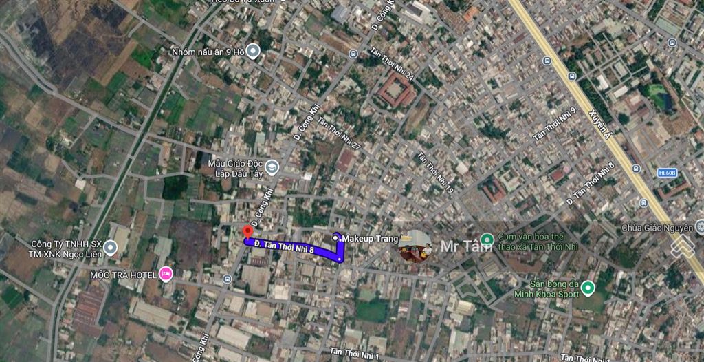 Bán đất tân thới nhì 265, ngang 5m x dài 26m, tổng 130m2 full thổ, xã xuân thới sơn.