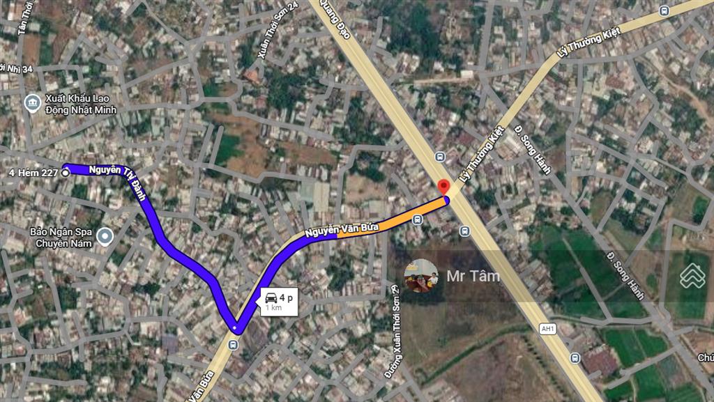 Bán đất mặt tiền đường nguyễn thị đành , ngang 6m x dài 17m tổng 89m2, full thổ , xã xuân thới sơn.