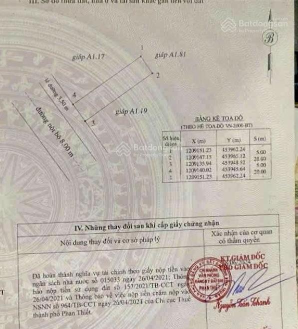 Chính chủ cần bán lô đất thổ cư phan thiết 1 tỷ 7 (bank cho vay 1t5)