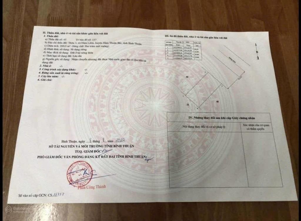 Bán lô đất 200m2 mặt tiền nhựa gần kdc hoà bình hàm liêm