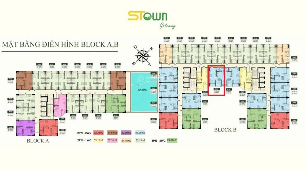Giảm giá hơn 300 triệu kèm 3 chỉ vàng căn hộ 2 phòng ngủ, 2 wc dự án stown gateway.