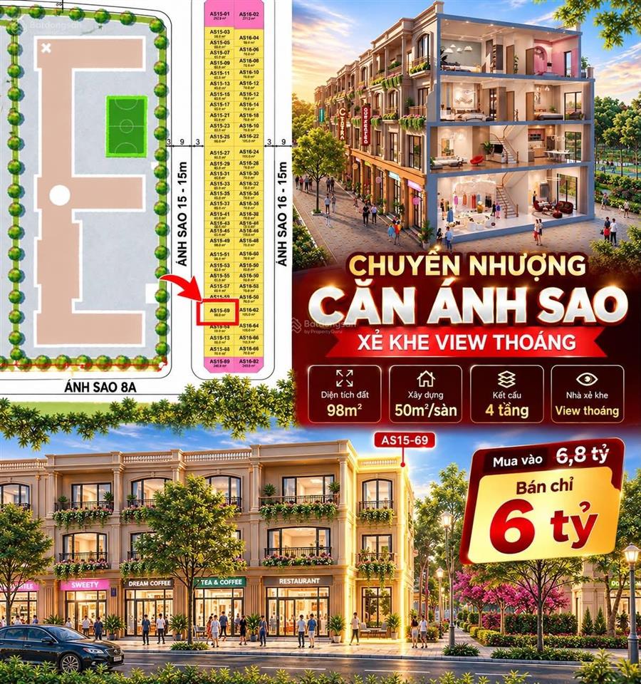 Chuyên mục căn đẹp giá tốt  cắt lỗ căn ánh sao xẻ khe view thoáng, kinh doanh cực kỳ thuận tiện