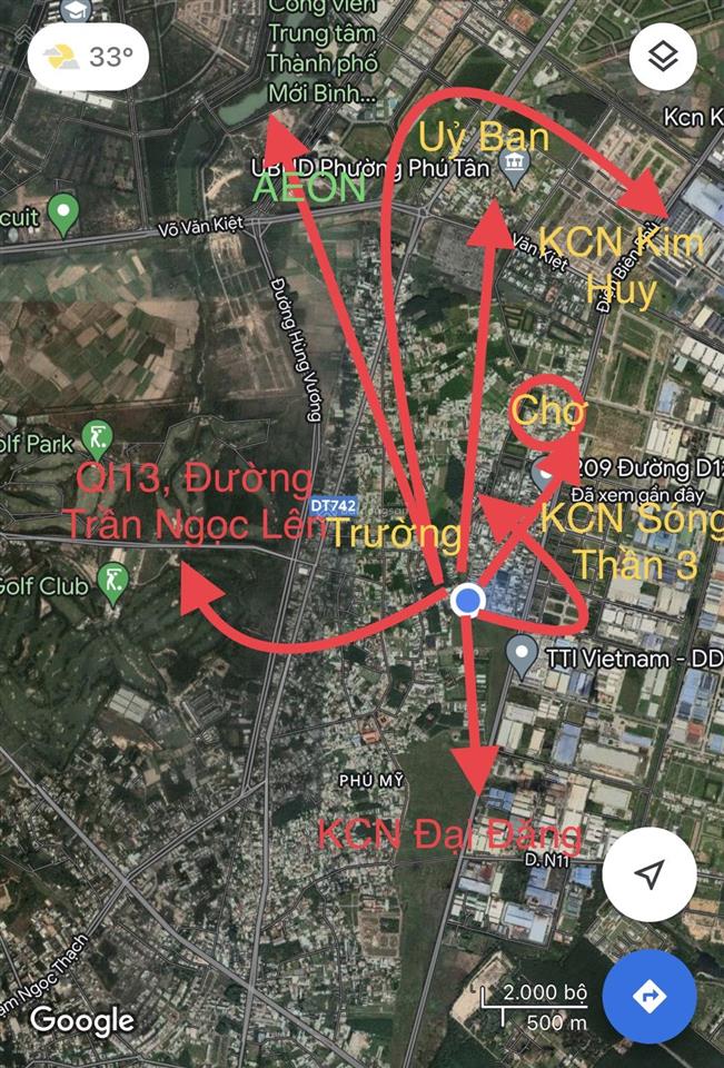 Bán đất 100m2 tại phú tân, 3,4 tỷ, sổ hồng đầy đủ