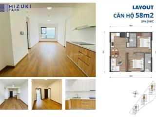 Cho thuê căn hộ 2pn + 1wc 58m2 tòa mp6 mizuki park nhật bản, tiện ích resort 5sao