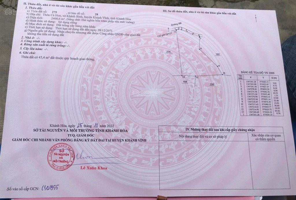 Bán lô đất khánh bình, phù hợp làm nhà vườn, phân lô 399tr