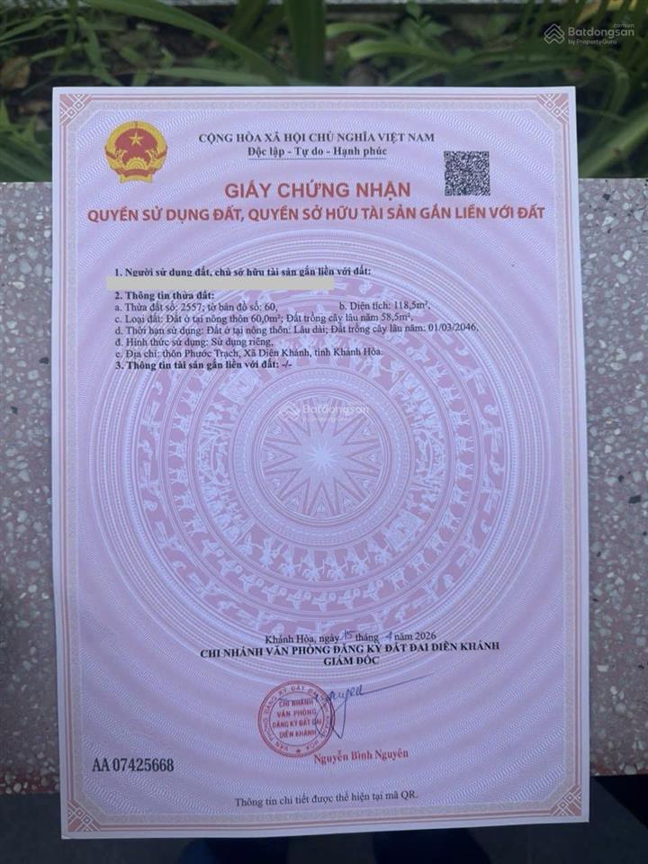 Bán đất thôn phước trạch diên toàn 118m2 giá 1,42 tỷ
