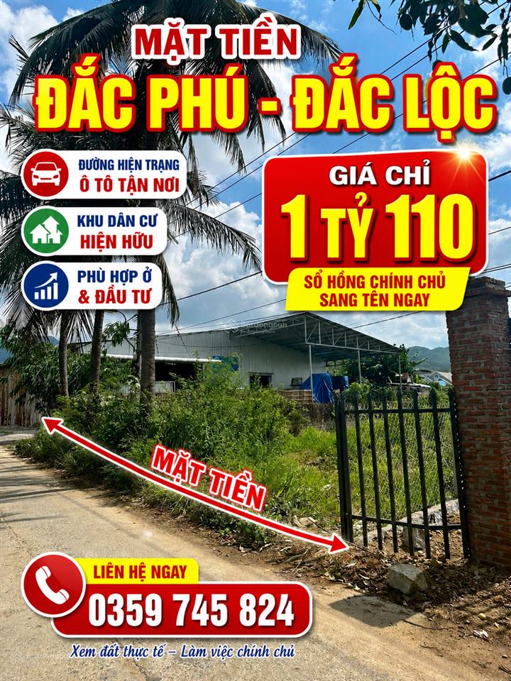 Mặt tiền đắc phú  đắc lộc 1tỷ110