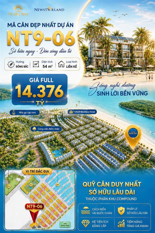 Bán liền kề nt906 vinhomes pearl bay 54m sổ lâu dài 14,376 tỷ