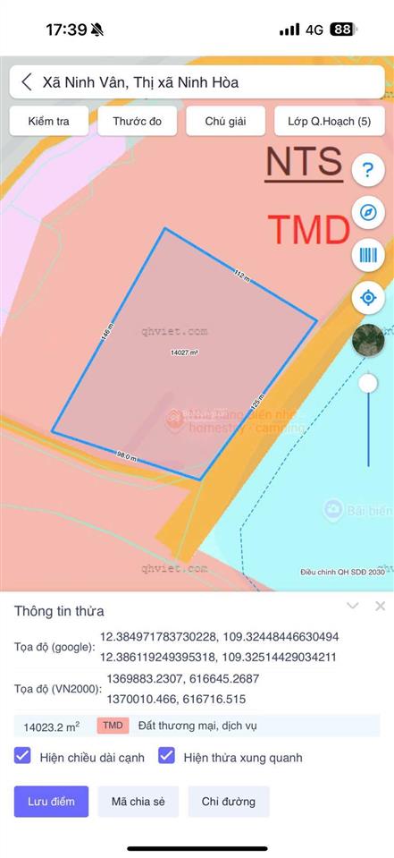 Bán đất mặt biển ninh vân  khánh hoà
