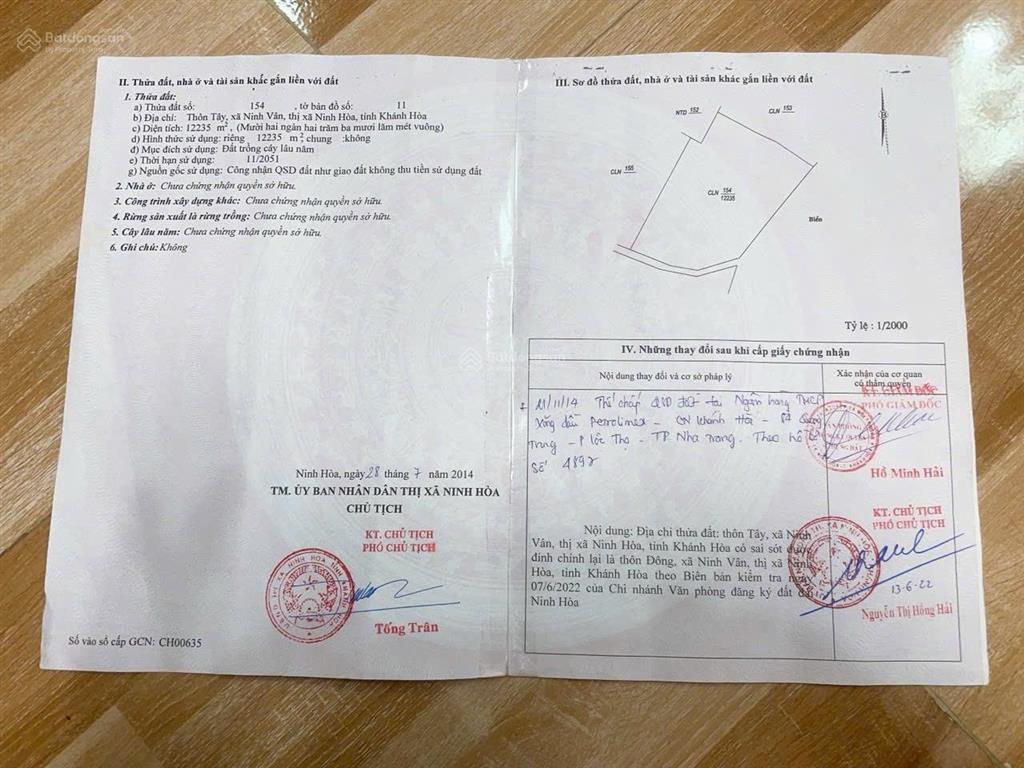 Bán đất mặt biển ninh vân  khánh hoà