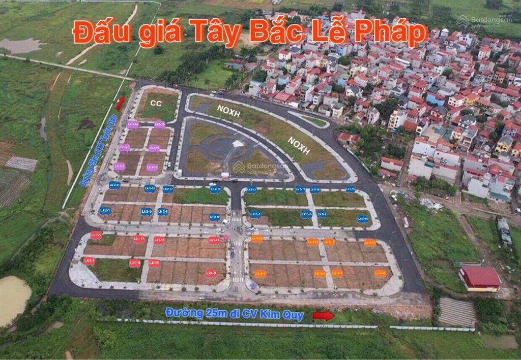 Chuyển nhượng lô góc xẻ khe 3 mặt thoáng tại đấu giá tây bắc lễ pháp, xã tiên dương. mặt đường 25m