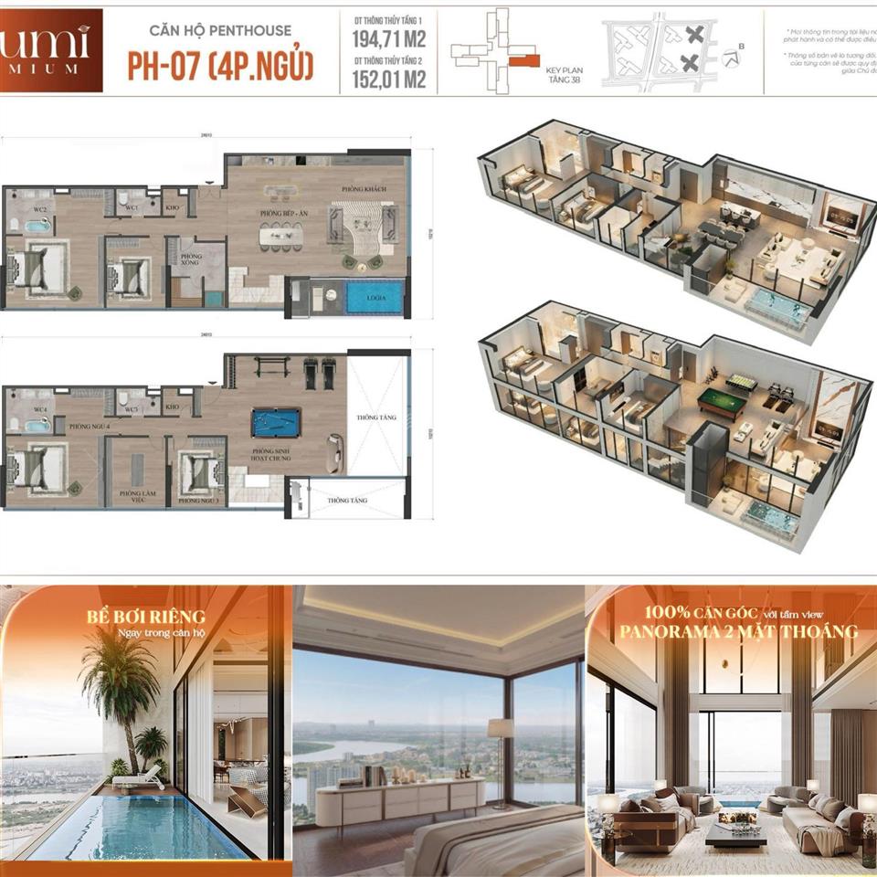Alumi khu đô thị khoáng nóng cần bán penthouse vip full kính 345m2 4pn4vs 0979 227 ***