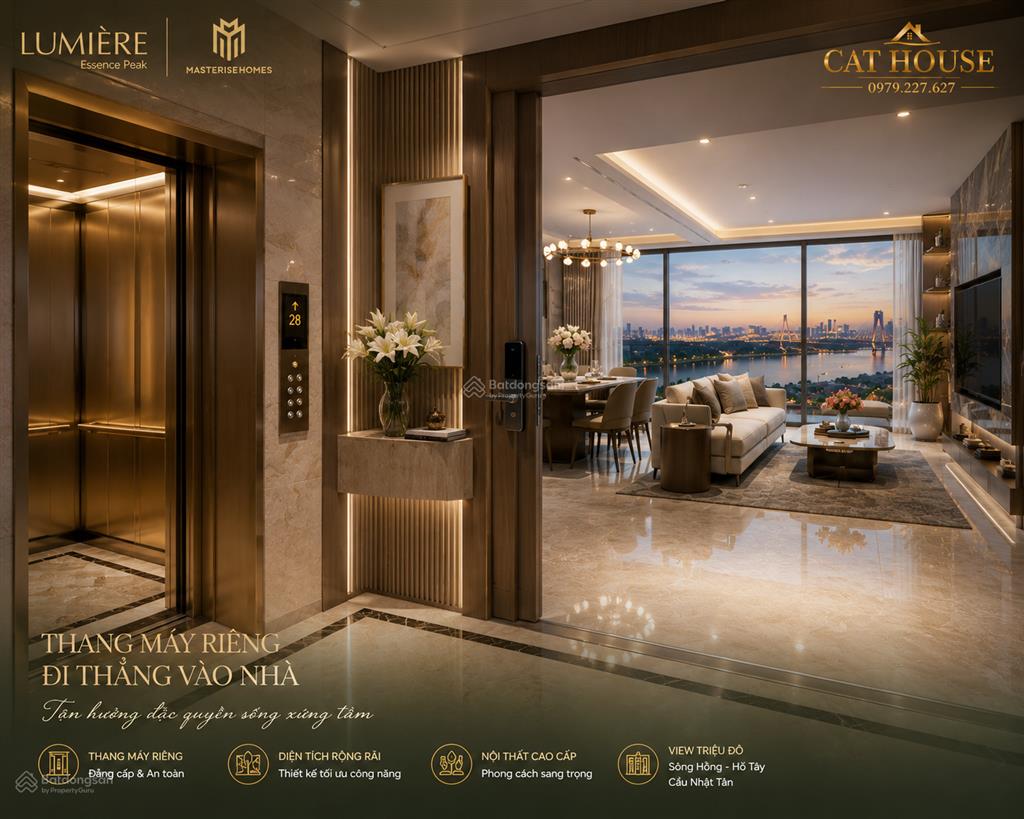 Masteri lumière essence peak 4pn vvip thang máy riêng tầng trung 183m2 view hồ đẹp nhất 0979 227 ***