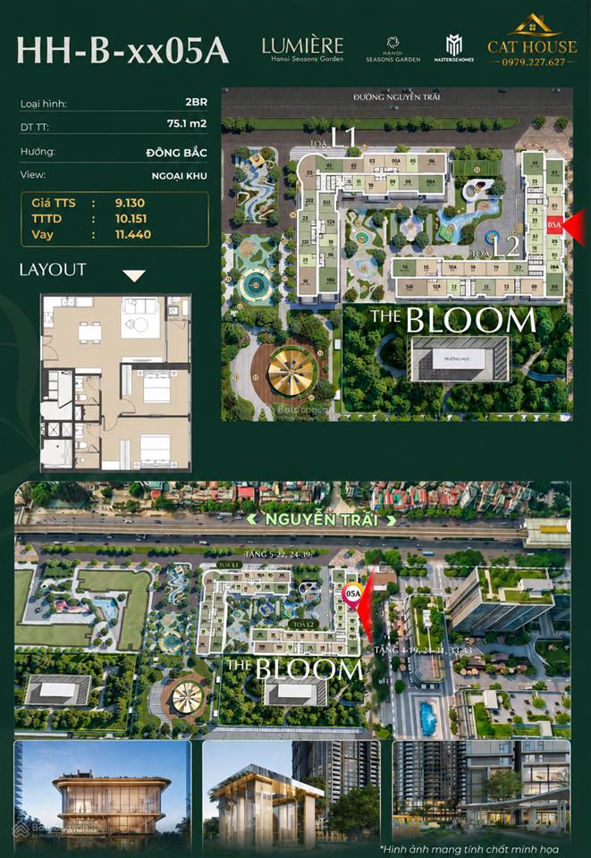 Rẻ nhất 2pn hanoi season garden nguyễn trãi 75.1m2 giá 9.1 tỷ vay htls 0% tới  ***