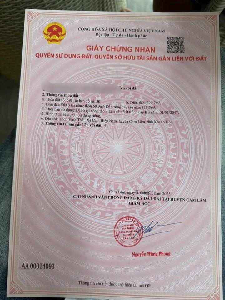 Cần bán gấp mặt tiền lập định suối môn, khu an toàn giữ lại được phép lên thổ cư