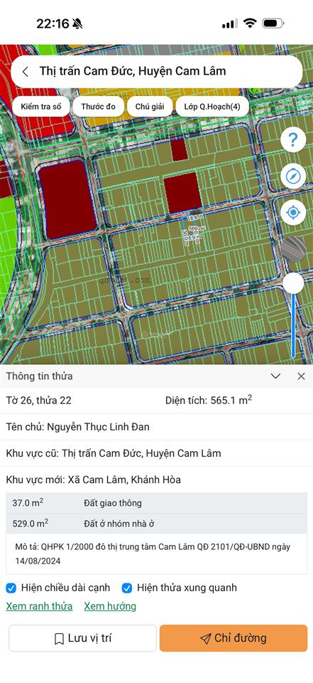 Lô góc 2 mặt tiền đường trung tâm thị trấn cam đức,  0912 267 ***
