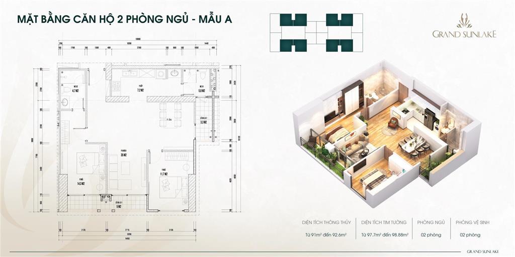 Chính chủ bán căn 2pn + 1, 2wc sửa đc thành 3n. view pháo hoa hồ văn quán, ban công đn, sổ lâu dài