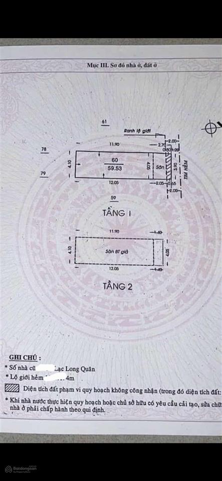 Nhà đường lạc long quân, kế hxh, 4,1m x 15,6m vuông a4, ngay chợ tân bình, 60m², 6,7 tỷ