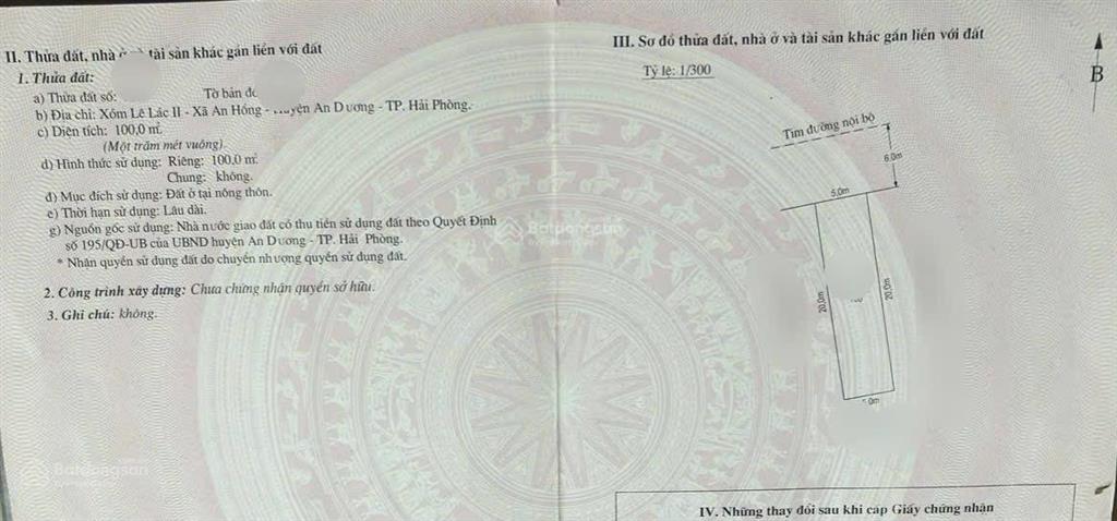 Cần bán lô đất vàng chung cư a1 uỷ ban an hồng giá đầu tư