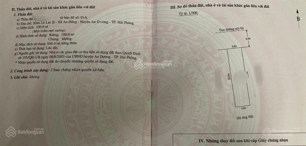 Cần bán lô đất vàng chung cư a1 uỷ ban an hồng giá đầu tư