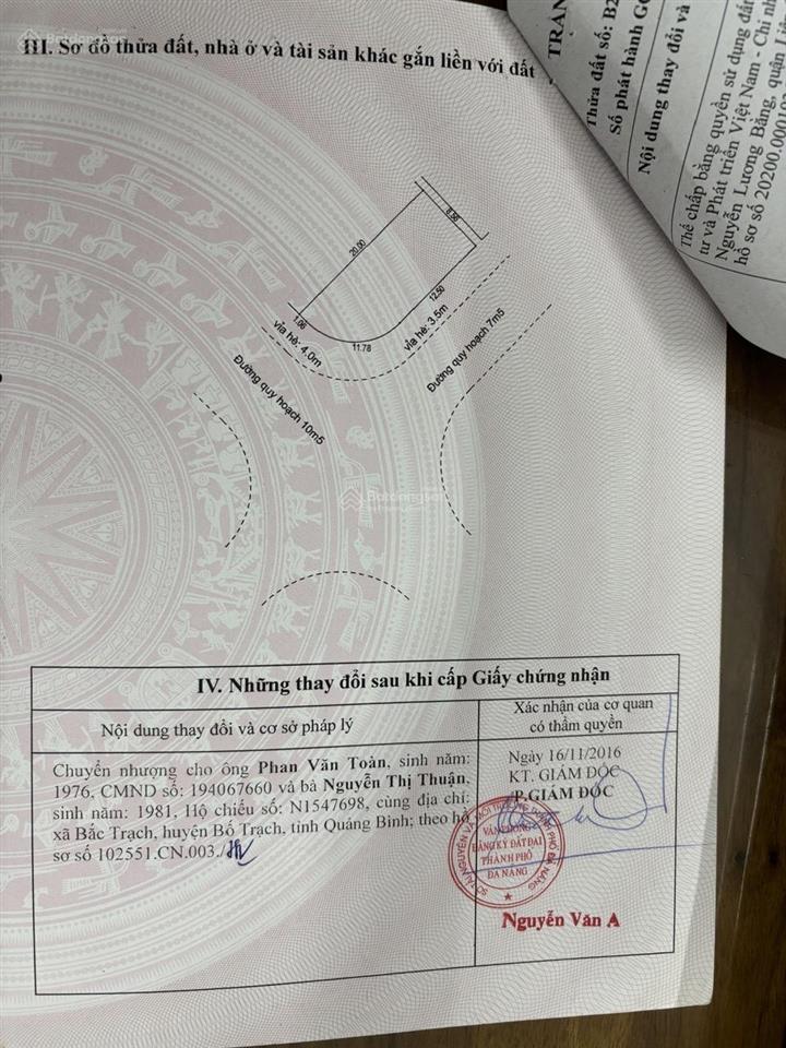 Bán góc 2 mặt tiền đường 10m5 tại bùi tấn diên, 9,45 tỷ, 160m2, pháp lý đầy đủ, cẩm lệ, đà nẵng