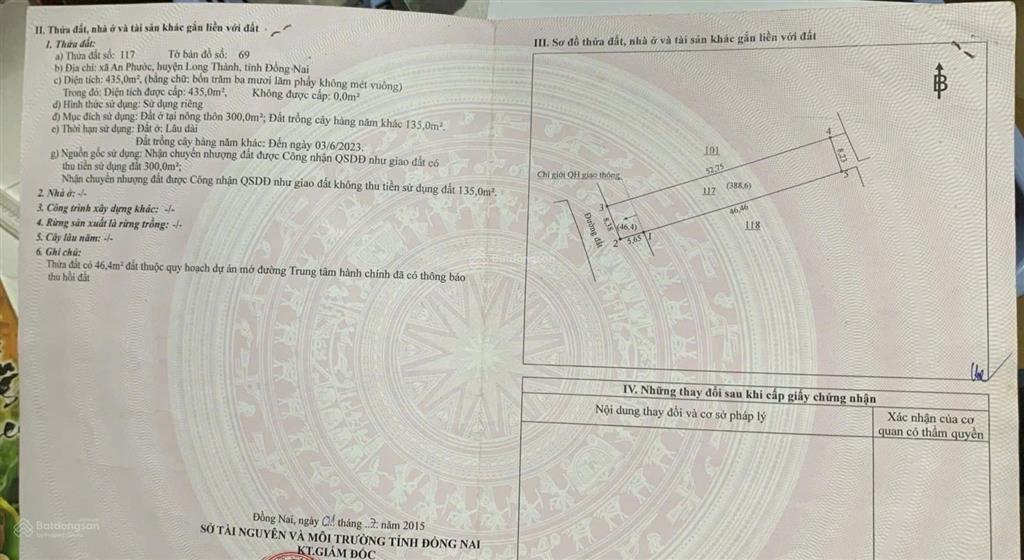 Bán đất mặt tiền chu văn an, an phước 388m2 có 300m thổ cư vị trí kinh doanh đẹp giá 14.5 tỷ