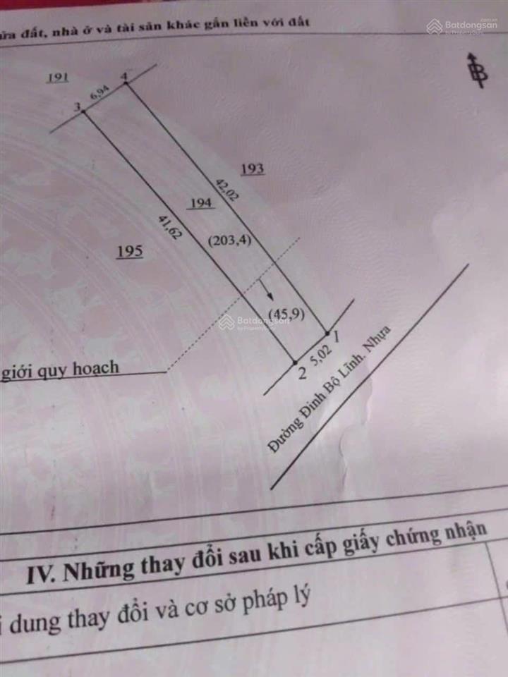 Lô đất mặt tiền đinh bộ lĩnh long thành  210m2 nở hậu gần chợ mới, giá 5,6 tỷ