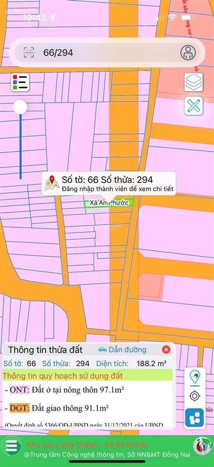 Bán đất mặt tiền 188m² an phước, đồng nai  gần ecotown, thổ cư 100m², giá 3.3 tỷ tl