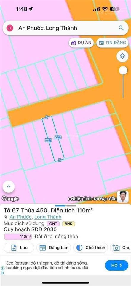 Bán đất khu k+ an phước long thành 110m2, thổ cư 80m2, giá 3,2 tỷ tl , gần trung tâm