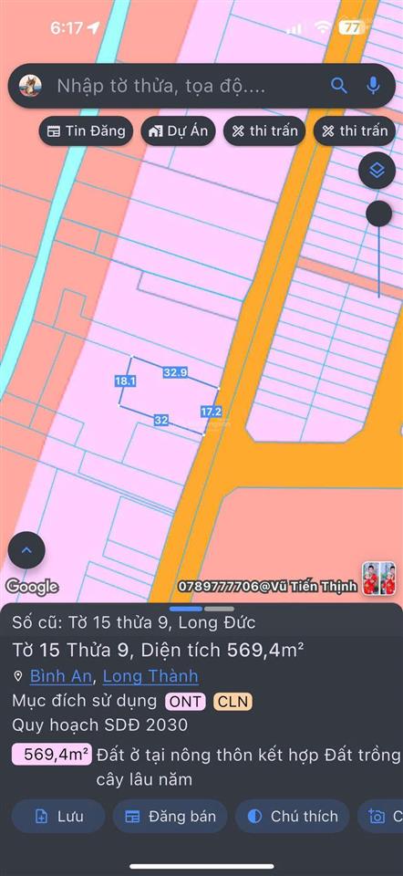 Bán đất 2 mặt tiền gem sky world long đức cũ  569m²  đường nhựa 8m  giá 6.6 tỷ