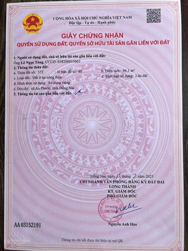 Bán đất an phước, đồng nai, sổ riêng, thổ cư 100%