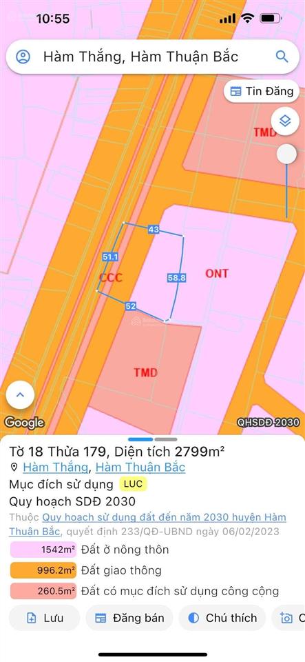 Đất hàm thắng, hàm thuận bắc, mặt tiền ql28, 2.8 sào