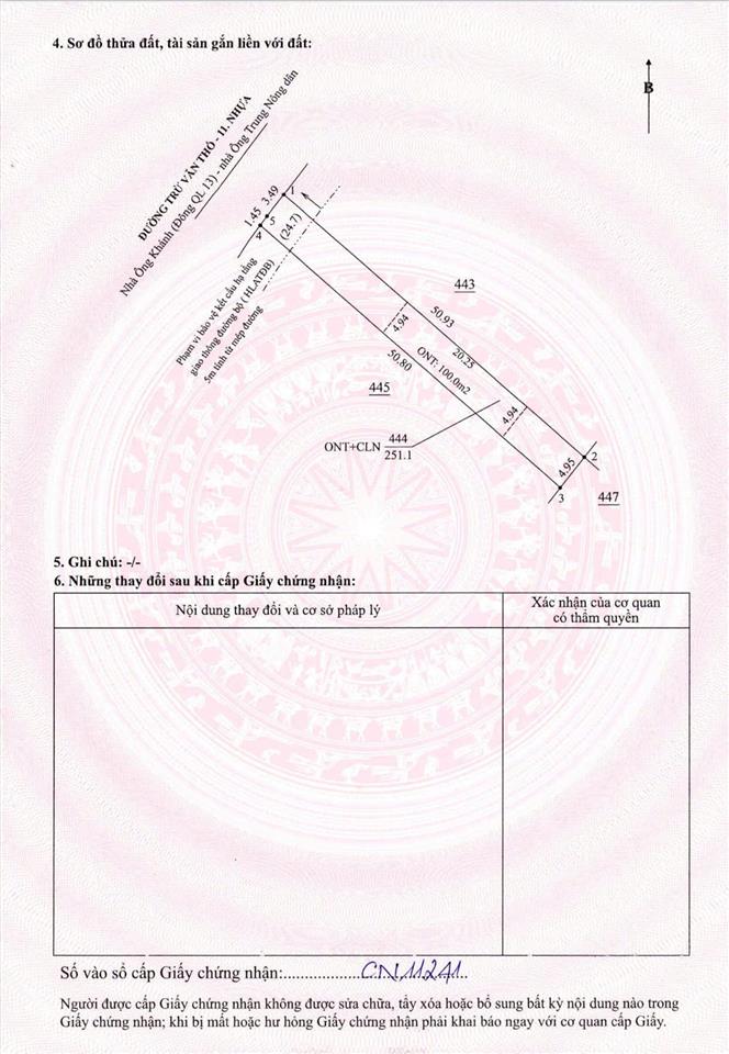 Đất vườn bưởi bình dương 251.1m2 có thổ cư, giá 950tr