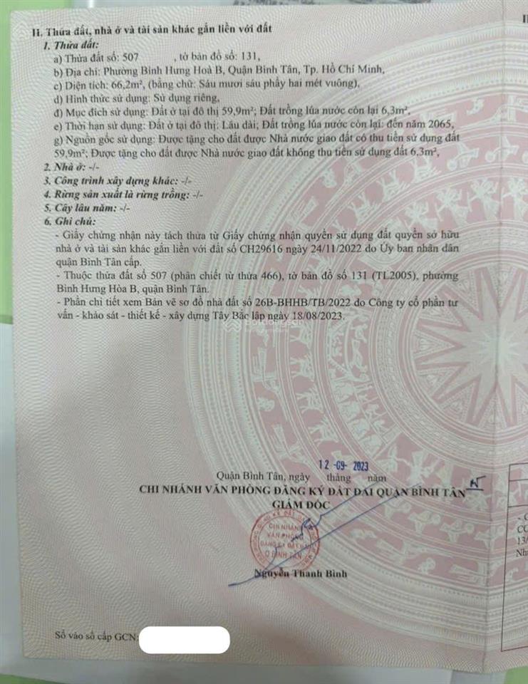 Bán đất mặt tiền kinh doanh đường số 6 bình tân (4m*17m 6tỷ4 tl) gần trường tiểu học hoàng văn thụ
